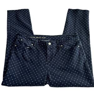 Talbots Womens Navy Blue Polka Dot Jeans 10 30 Signature Slim Crop Stretch